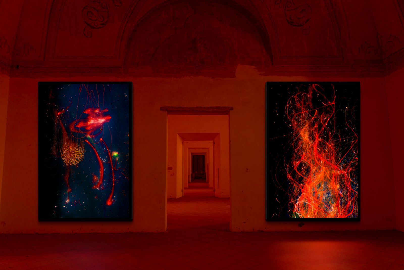 Alcuni lightbox artiginali realizzati per la mostra fotografica personale di Mario Amura esposta al RAP di Napoli