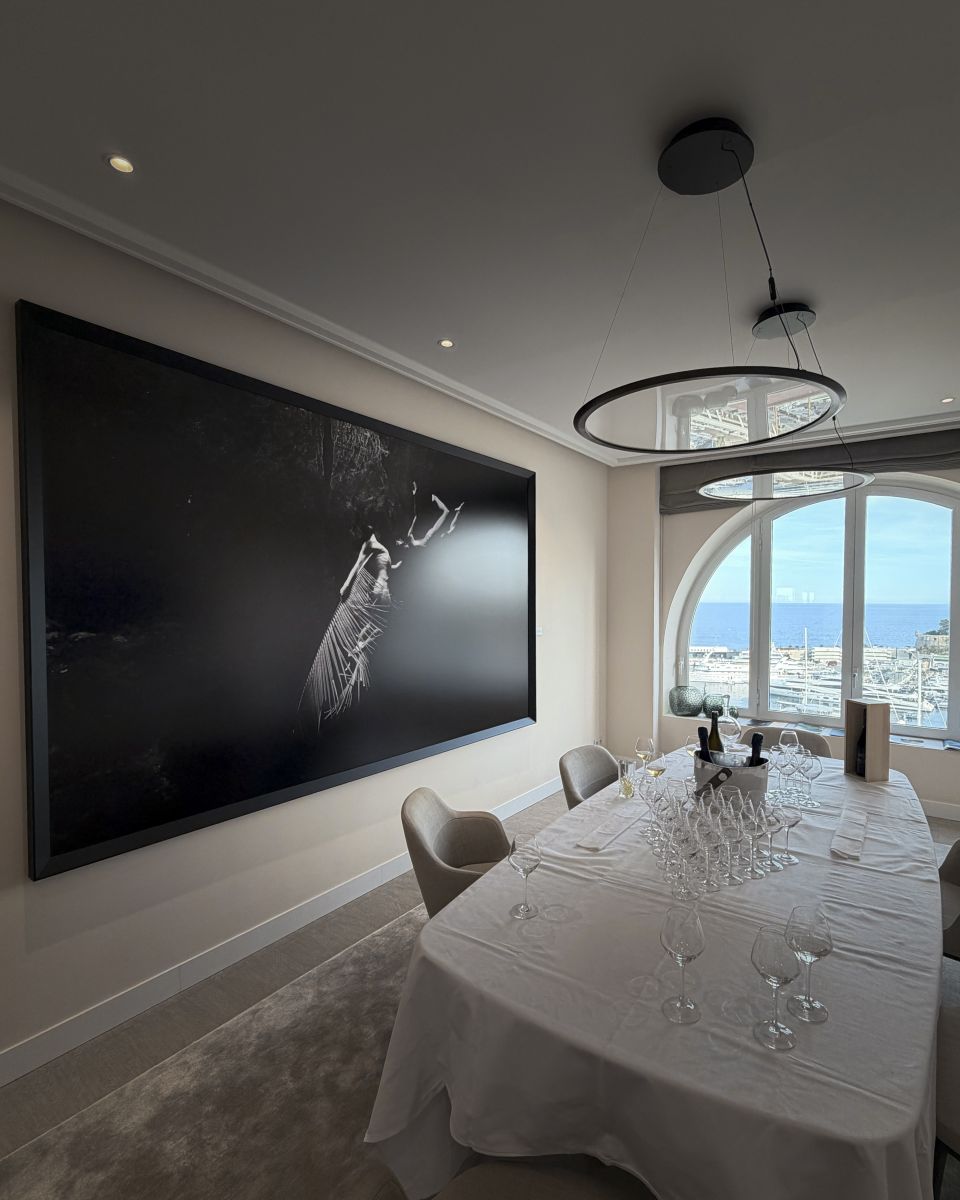 Una delle stampe fine art di grandissimo formato realizzate per Bastien Soleil ospitate nei prestigiosi locali della UBP di Monaco. Anche questo è un ottimo esempio di come le stampe fotografiche rifinite con cornici su misura possono diventare un potente strumento per architetti e interior designer.
